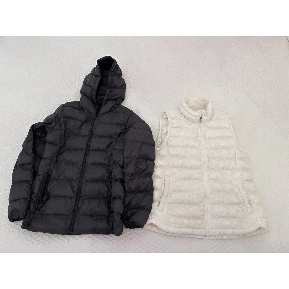 32 Degrees Gray Puffer Jacket (Small) and White Vest Combo (Medium) - Picture 2 of 4